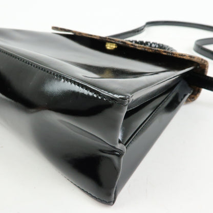 Loewe Vintage Velazquez Top Handle Leather, Black, Patent Leather, Handbag