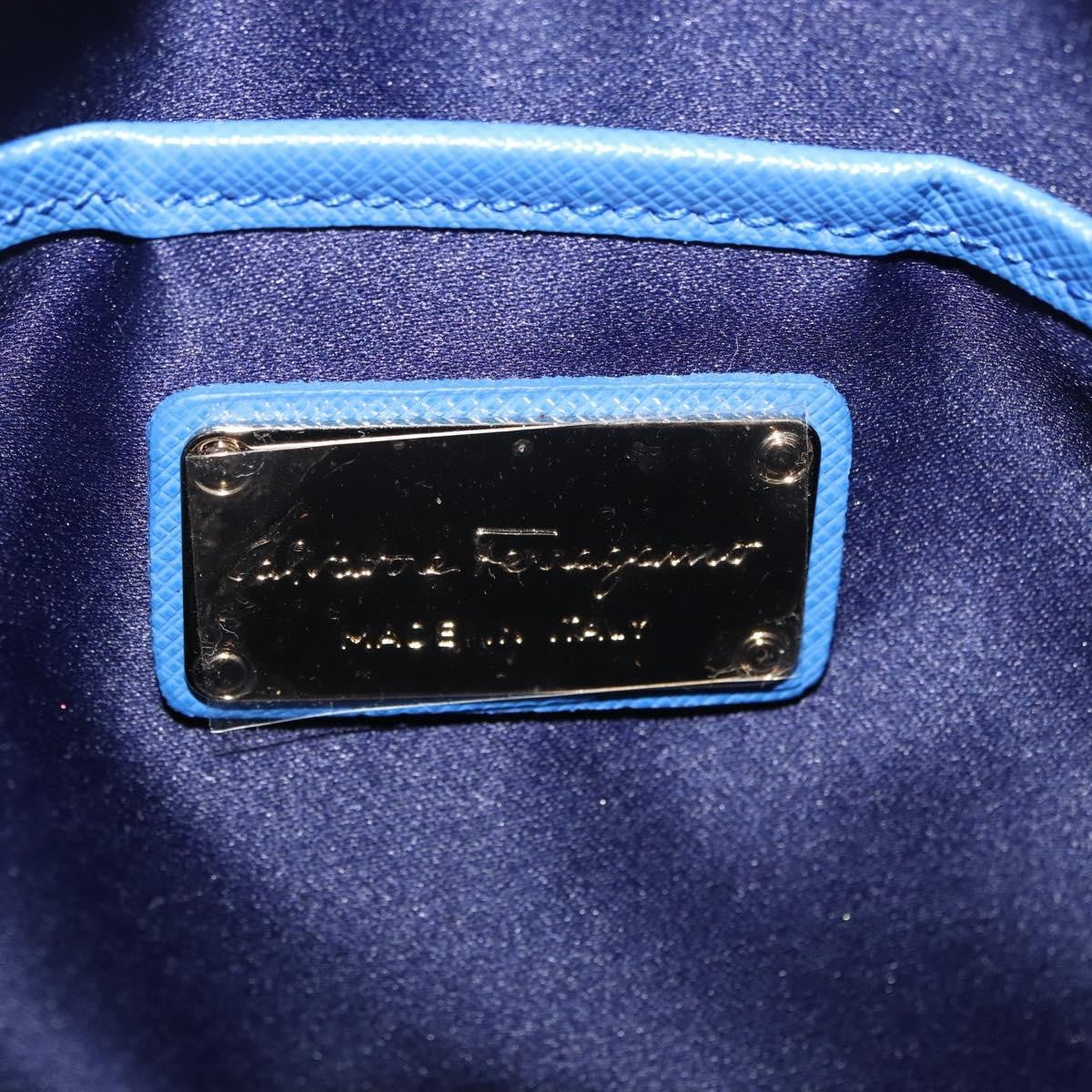 Salvatore Ferragamo Vara Chain Flap Leather, Blue, Leather, Shoulder Bag