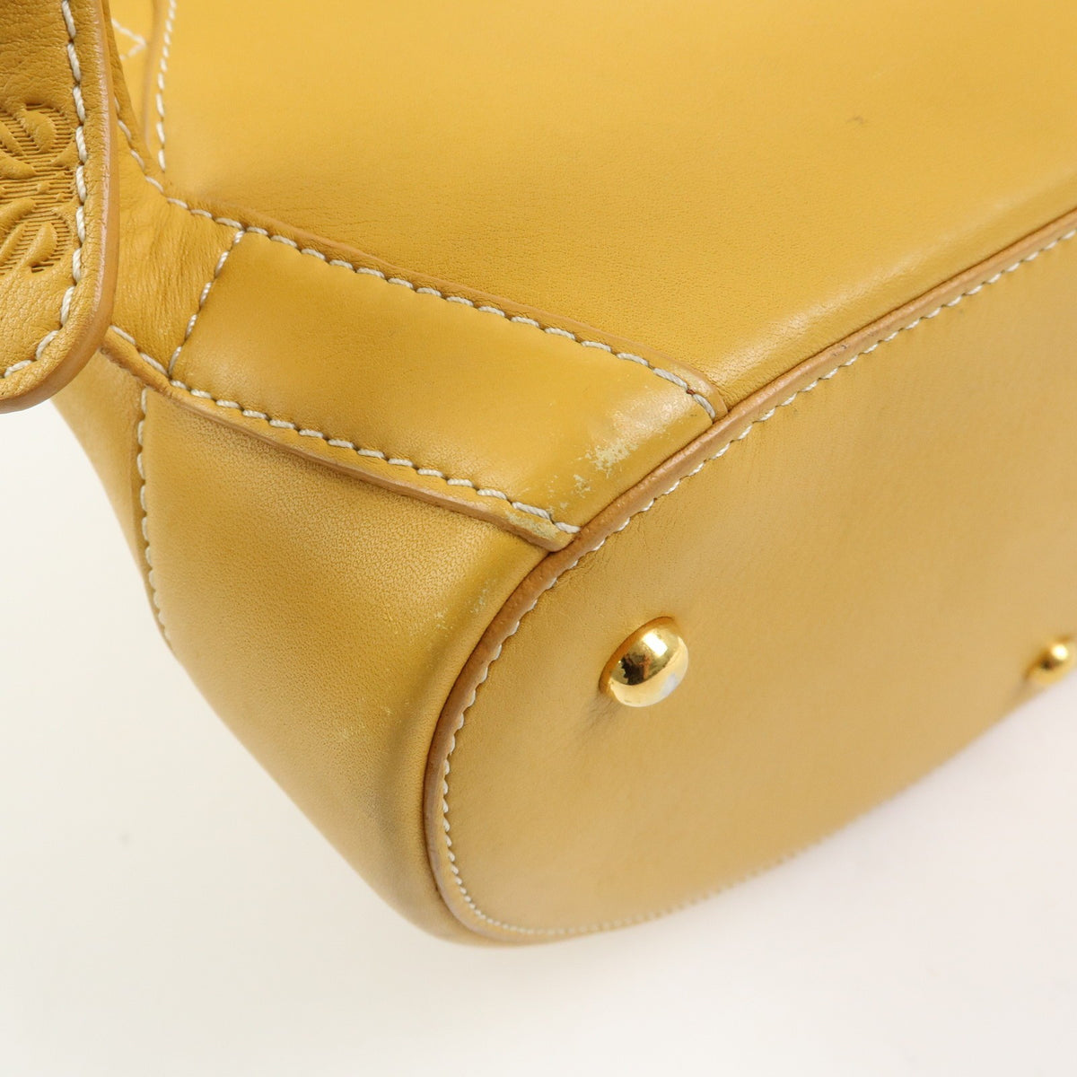 Loewe Anton Leather, Yellow, Leather, Backpack