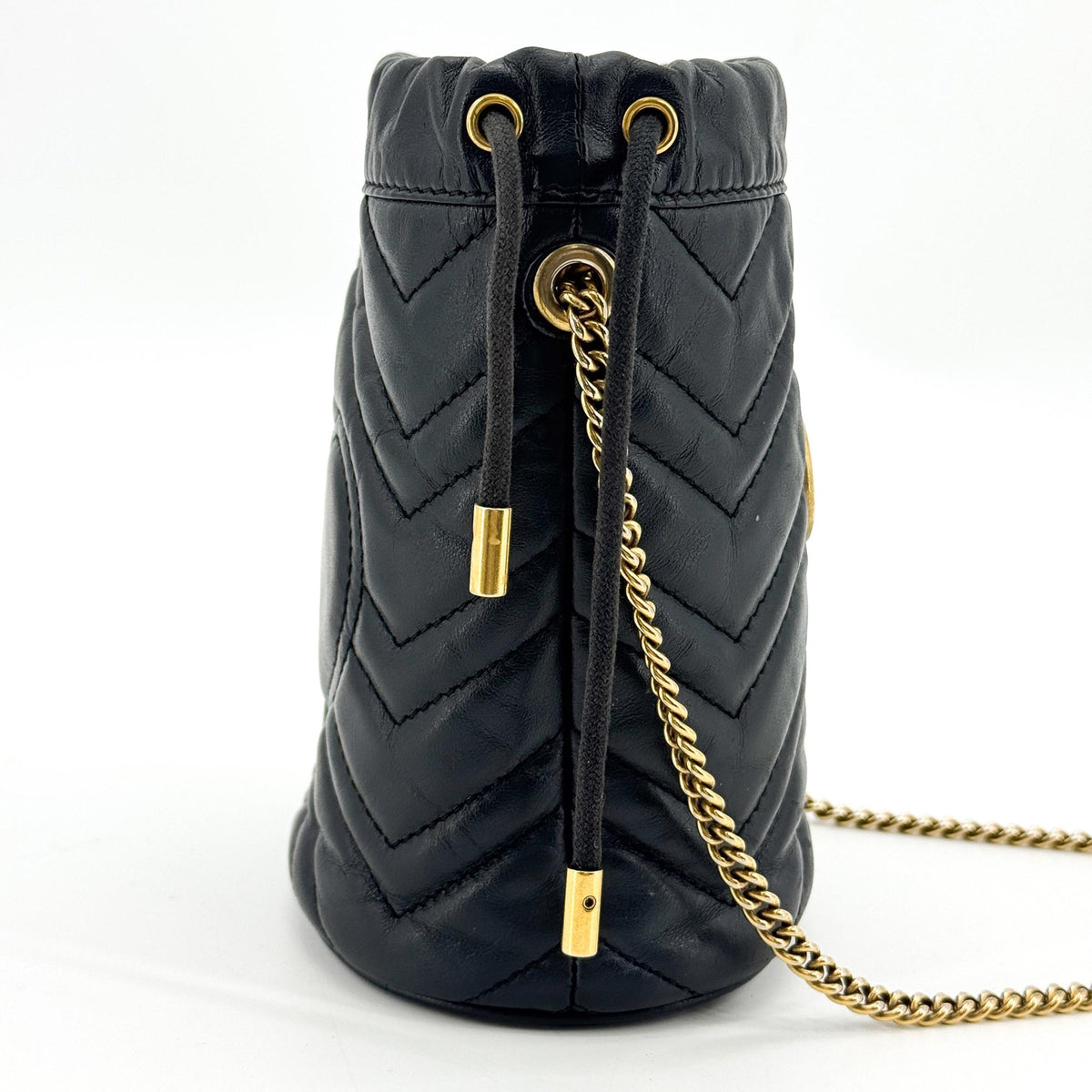 Gucci GG Marmont Bucket Matelasse Leather, Black, Leather, Handbag