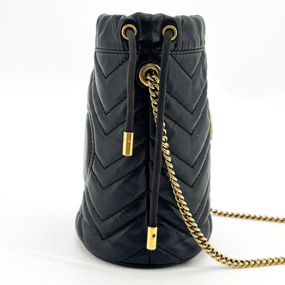 Gucci GG Marmont Bucket Matelasse Leather, Black, Leather, Handbag