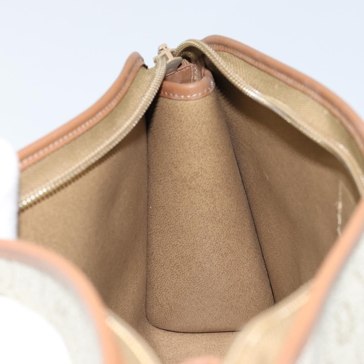 Christian Dior Vintage Honeycomb Zip Canvas and Leather, Beige, Canvas, Clutch