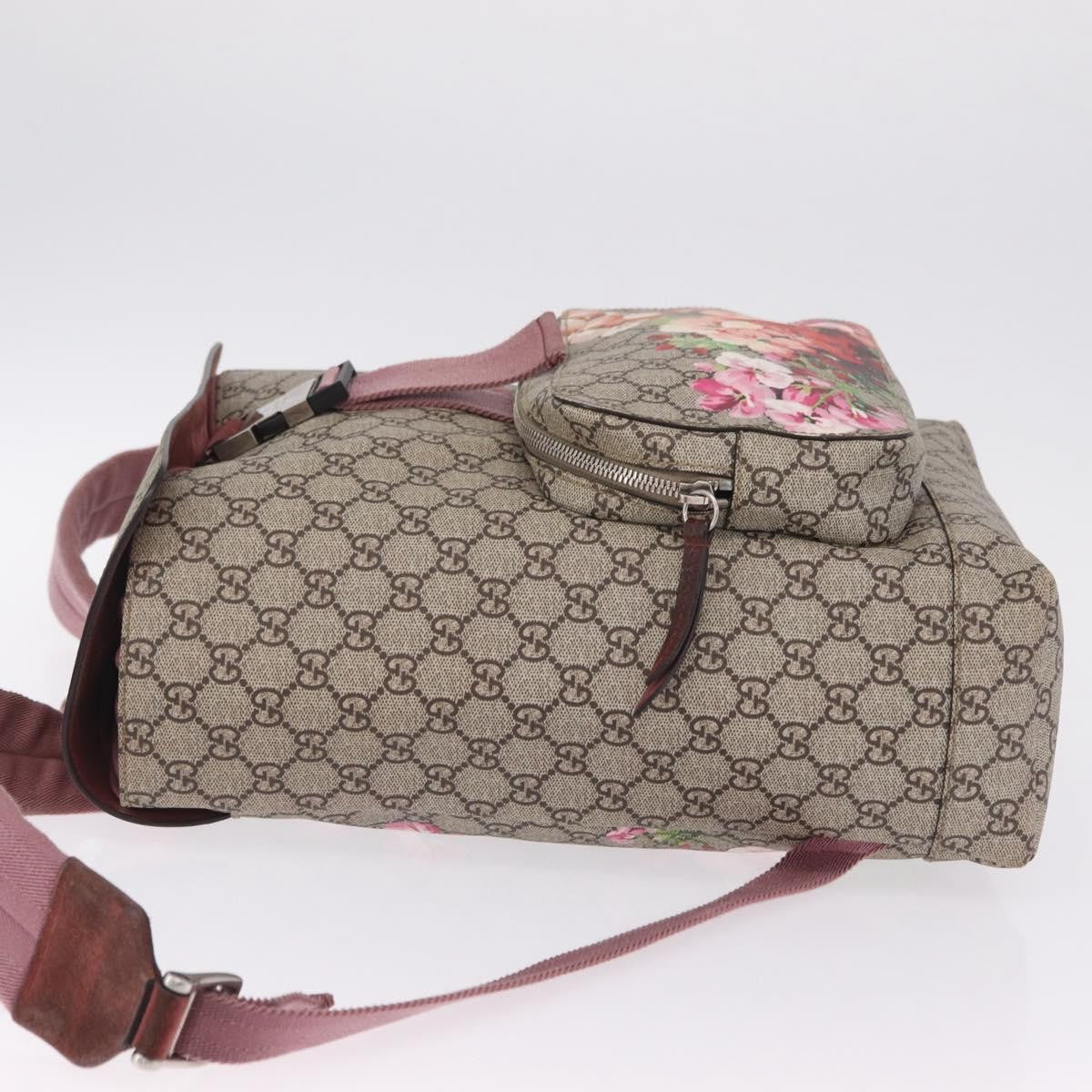 Gucci Buckle Blooms Print GG Coated Canvas, Beige, Canvas, Backpack