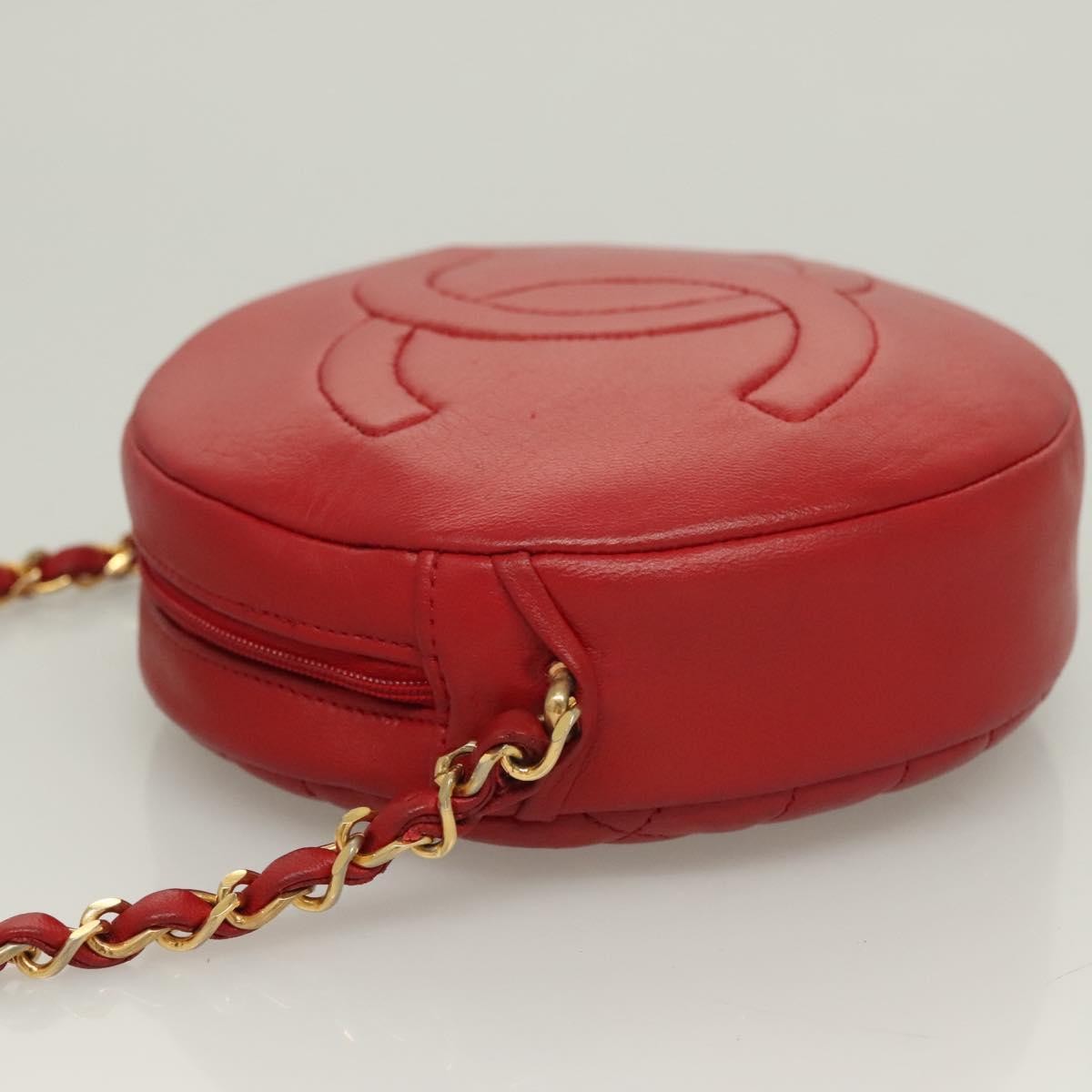 Chanel Vintage Round Tassel Quilted Lambskin, Red, Leather, Shoulder Bag