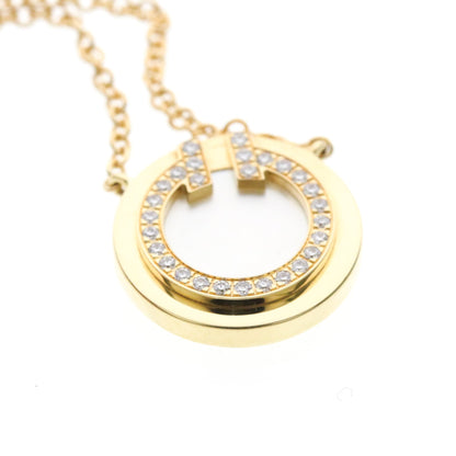 Tiffany & Co. T Circle Pendant 18K Yellow Gold with Diamonds and Mother of Pearl, Gold, Yellow Gold, Necklace