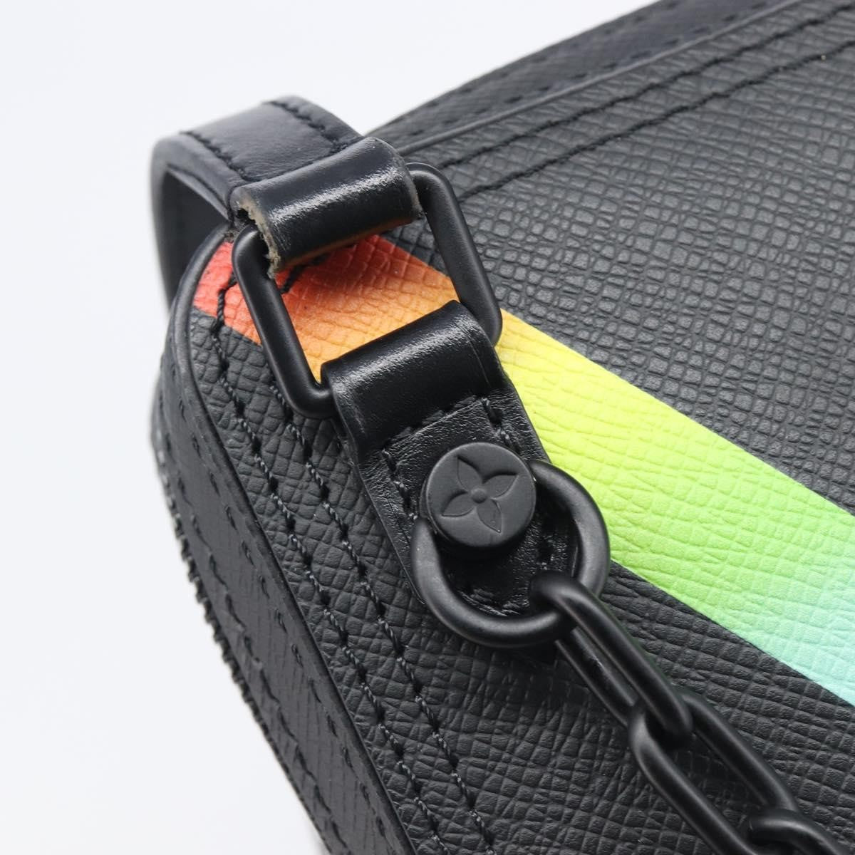 Louis Vuitton Danube Messenger Rainbow Taiga Leather, Black, Leather, Handbag