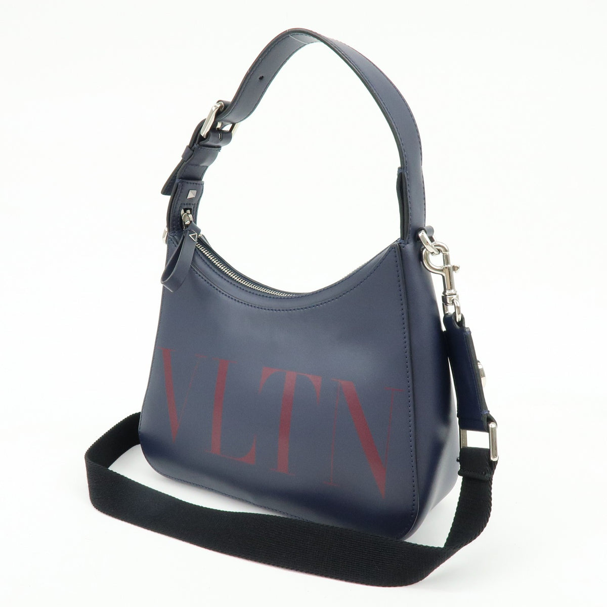 Valentino Garavani VLTN Hobo Printed Leather, Navy, Leather, Shoulder Bag