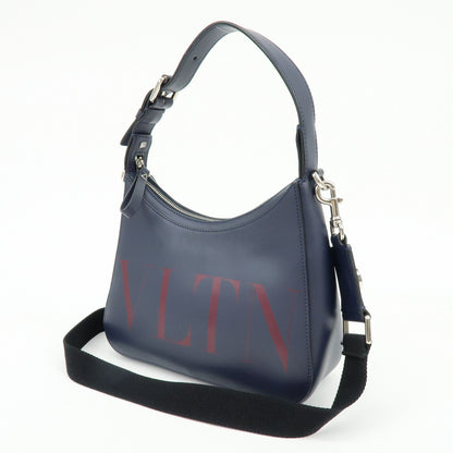 Valentino Garavani VLTN Hobo Printed Leather, Navy, Leather, Shoulder Bag