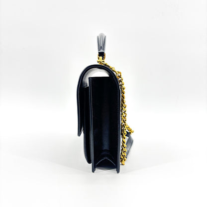 Saint Laurent Sunset Top Handle Chain Leather, Black, Leather, Handbag