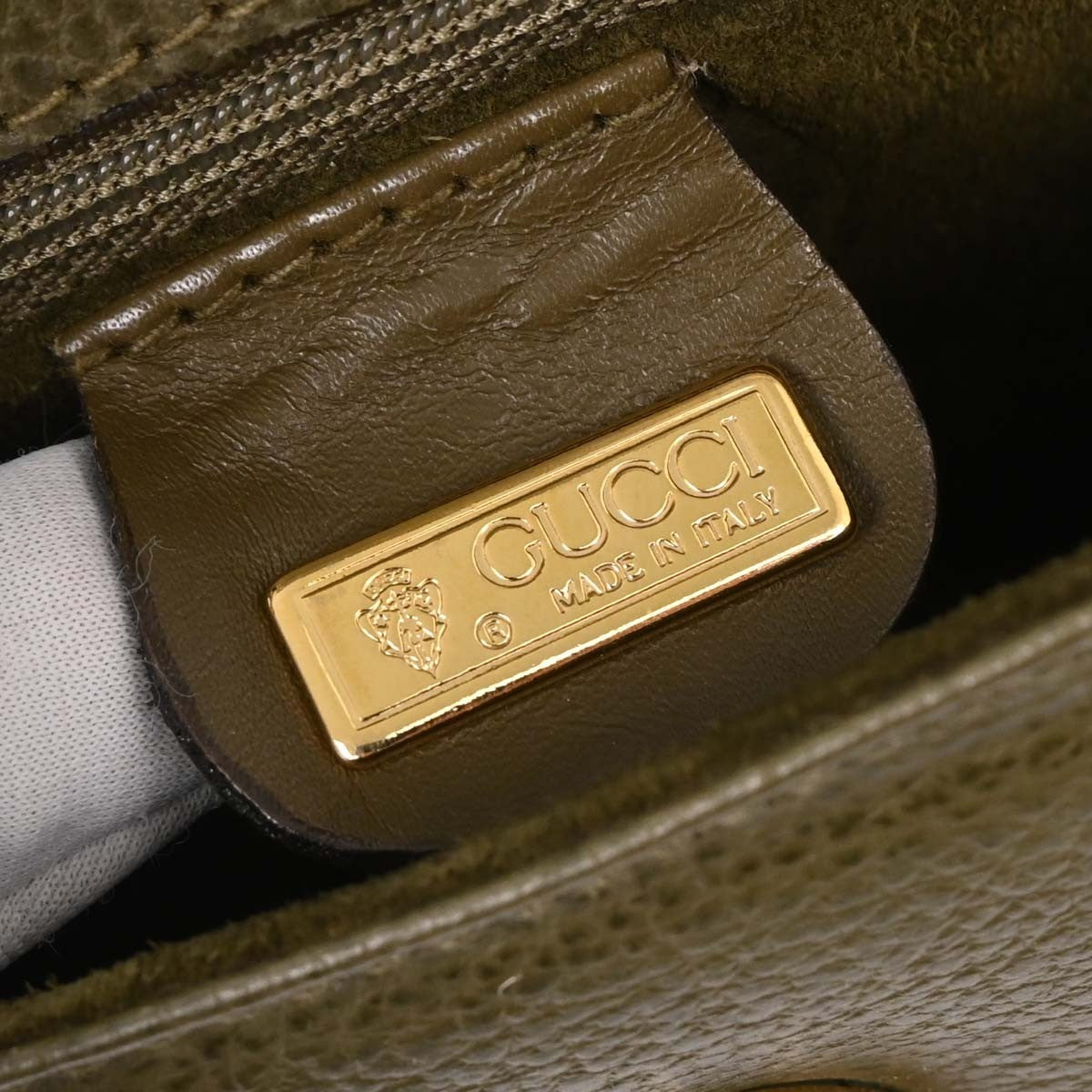 Gucci Vintage Leather, Green, Leather, Handbag