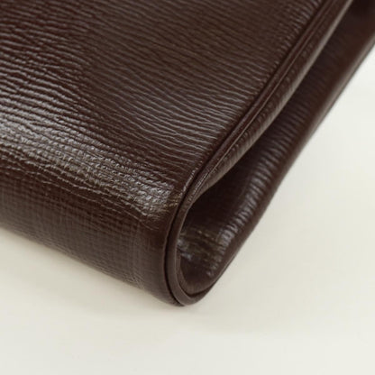 Celine Circle Logo Leather, Brown, Leather, Shoulder Bag