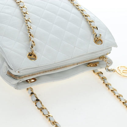 Chanel Shoulder Quilted Leather, White, Leather, Shoulder Bag