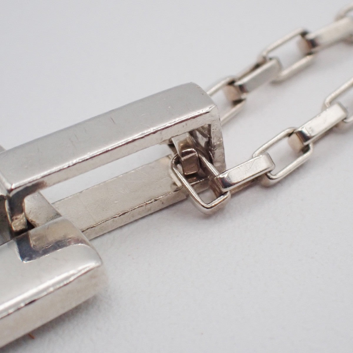 Gucci Logo Plate Sterling Silver, Silver, Silver, Necklace