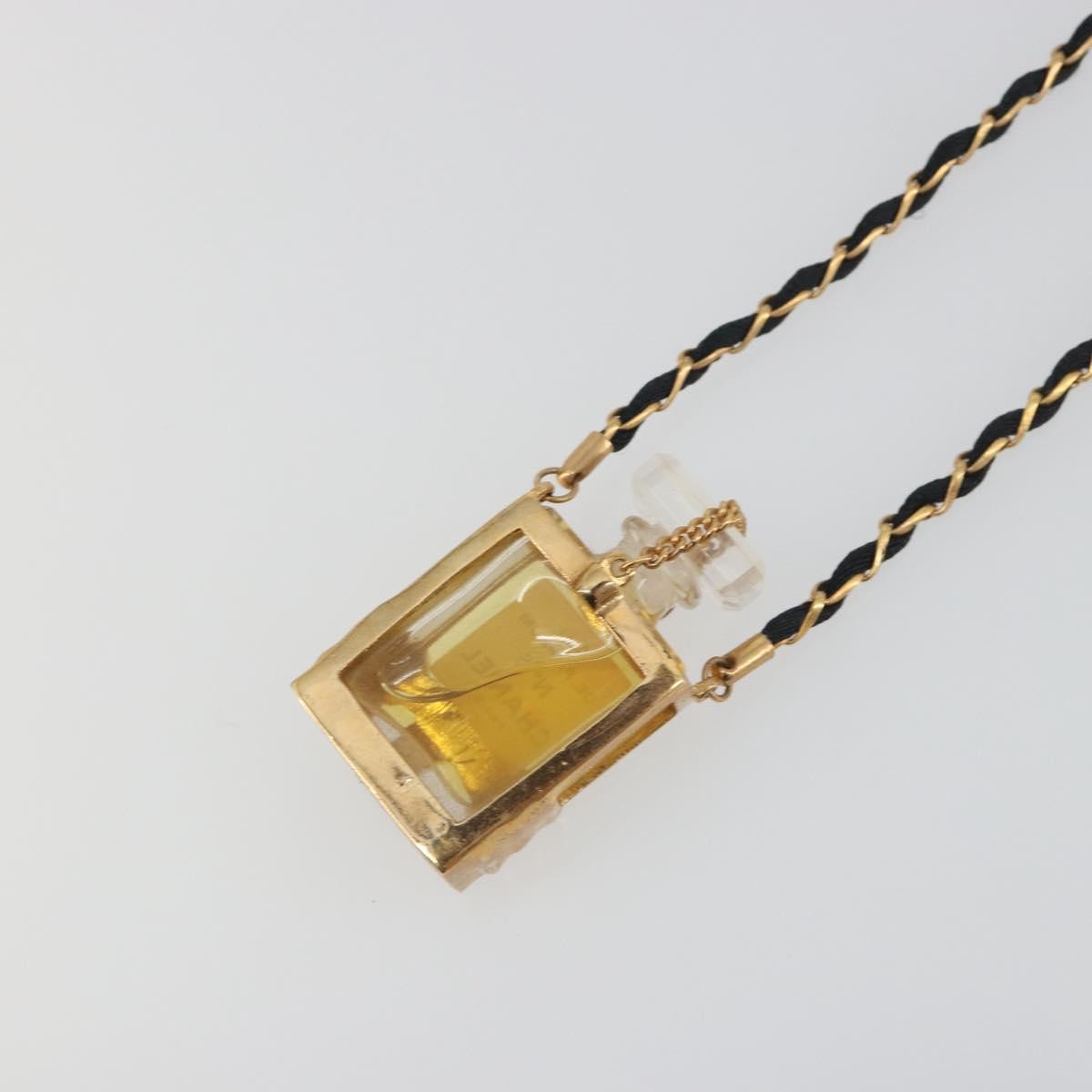 Chanel CC No.5 Perfume Bottle Pendant Metal, Gold, Metal, Necklace