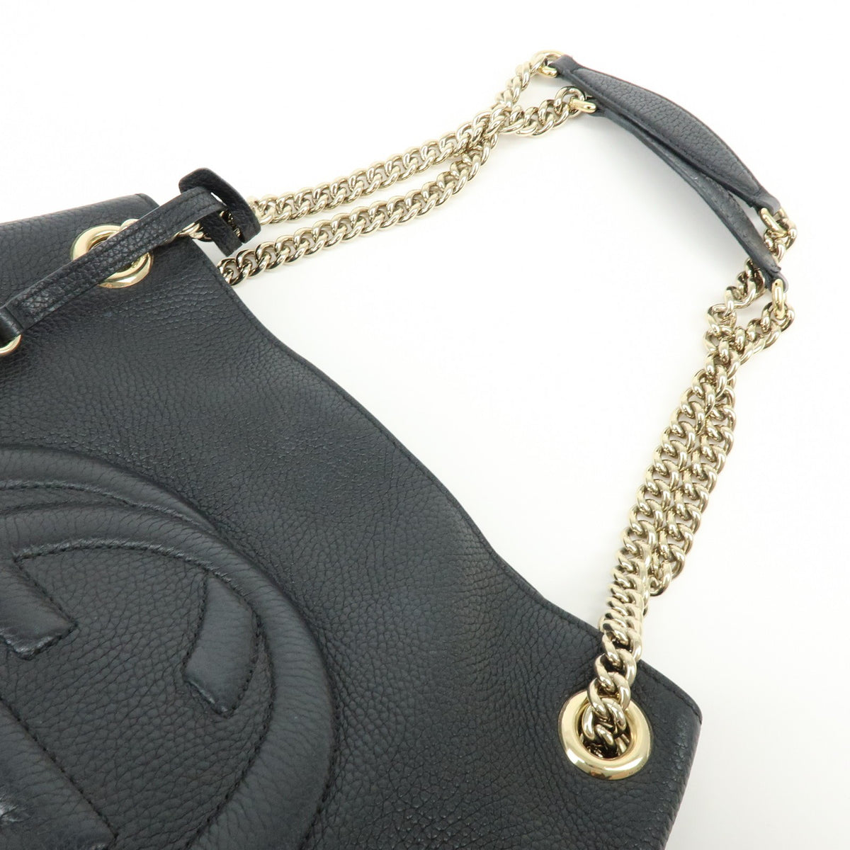 Gucci Soho Chain Strap Leather, Black, Leather, Shoulder Bag