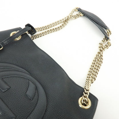 Gucci Soho Chain Strap Leather, Black, Leather, Shoulder Bag