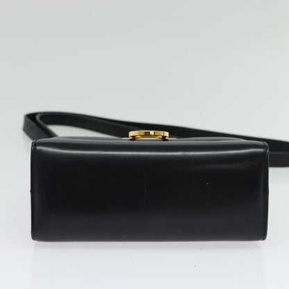 Salvatore Ferragamo Gancini Leather, Black, Leather, Shoulder Bag