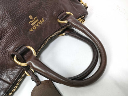Prada Vitello Daino Convertible Tote Vitello Daino, Brown, Leather, Handbag