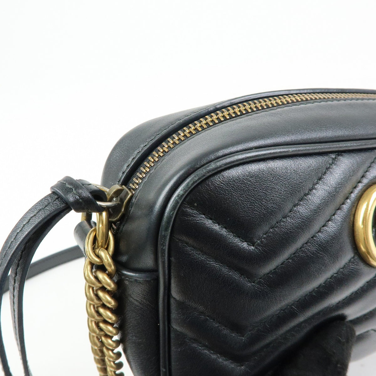 Gucci GG Marmont Matelasse Patent, Black, Leather, Shoulder Bag