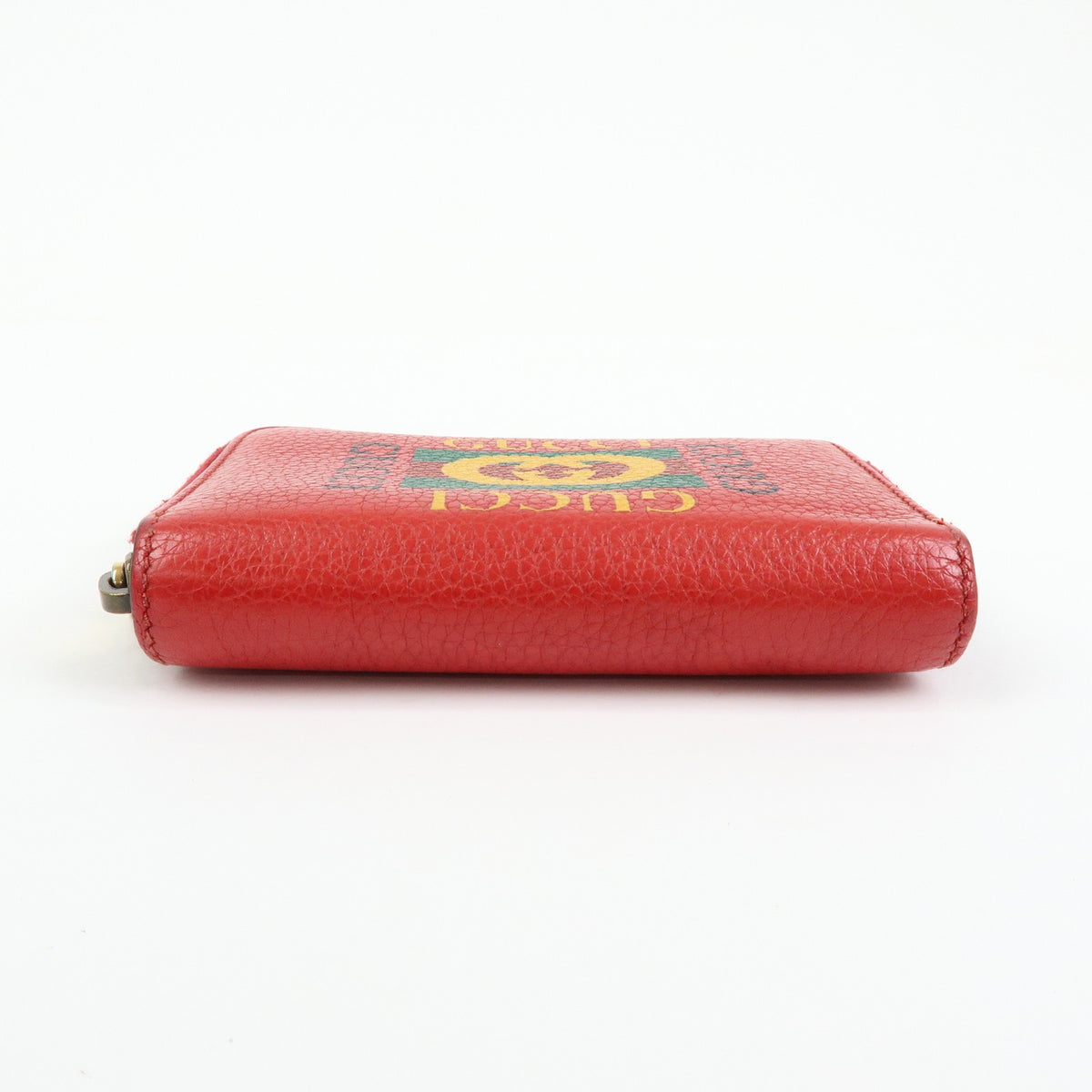 Gucci Logo Zip Card Case Printed Leather, Red, Leather, Wallet