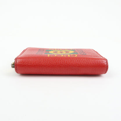 Gucci Logo Zip Card Case Printed Leather, Red, Leather, Wallet