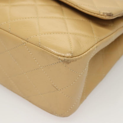 Chanel Vintage Classic Double Flap Bag Quilted Lambskin, BEIGE, LEATHER, Shoulder bag