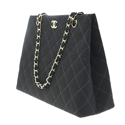 Chanel Vintage CC Chain Quilted Canvas, Black, Canvas, Tote Bag