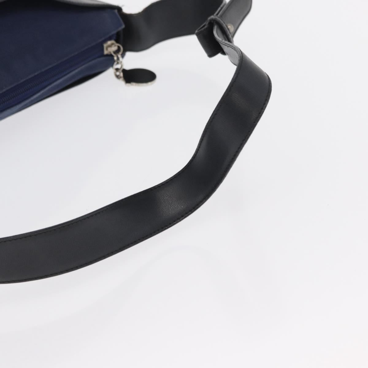 Salvatore Ferragamo Cut Out Leather and Canvas, Navy, Canvas, Shoulder Bag