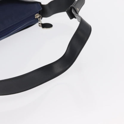 Salvatore Ferragamo Cut Out Leather and Canvas, Navy, Canvas, Shoulder Bag