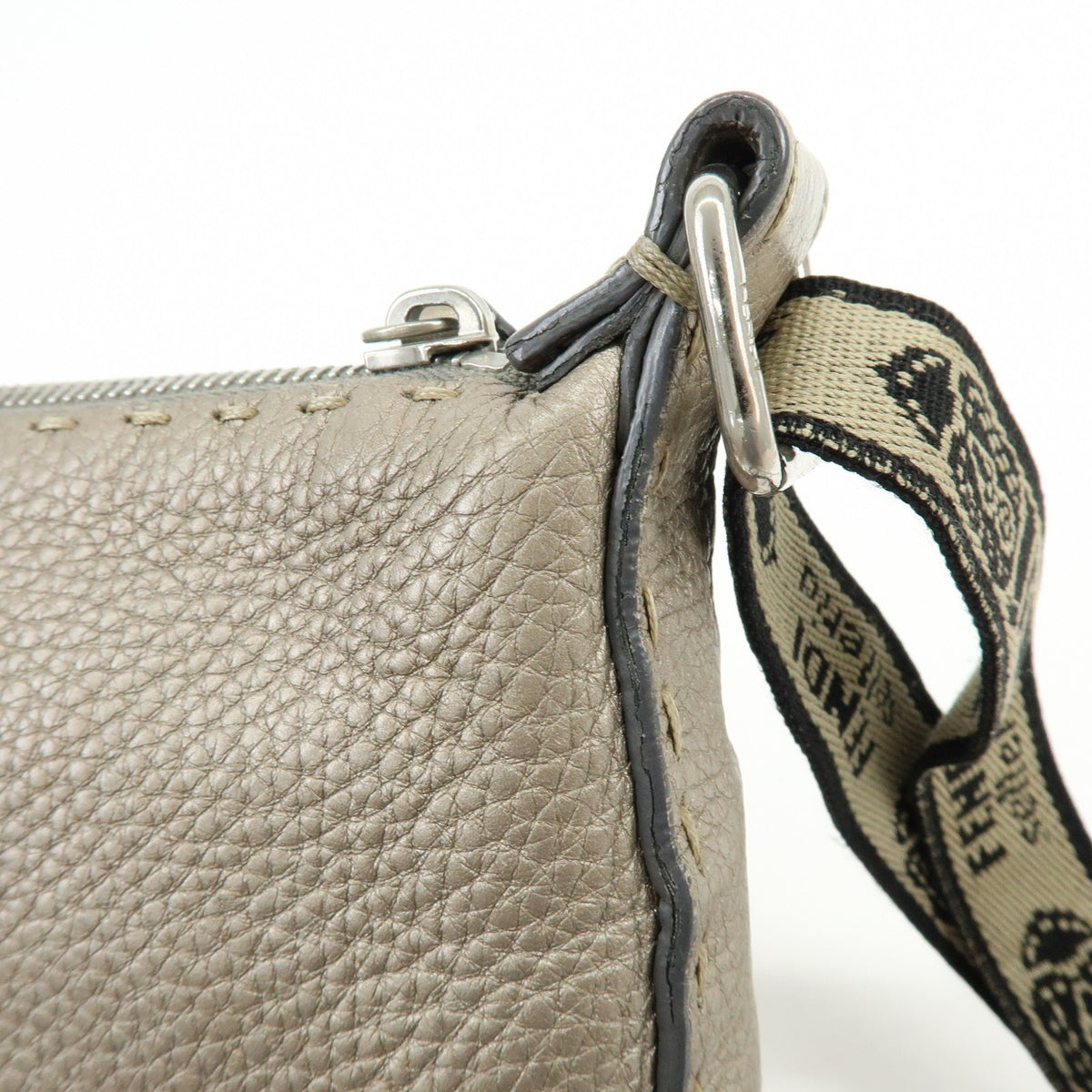 Fendi Selleria Leather, Neutral, Leather, Crossbody Bag