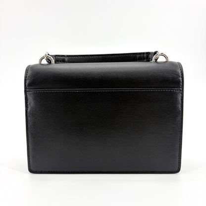 Saint Laurent Sunset Crossbody Bag Crackled Metallic Leather, Black, Leather, Crossbody Bag