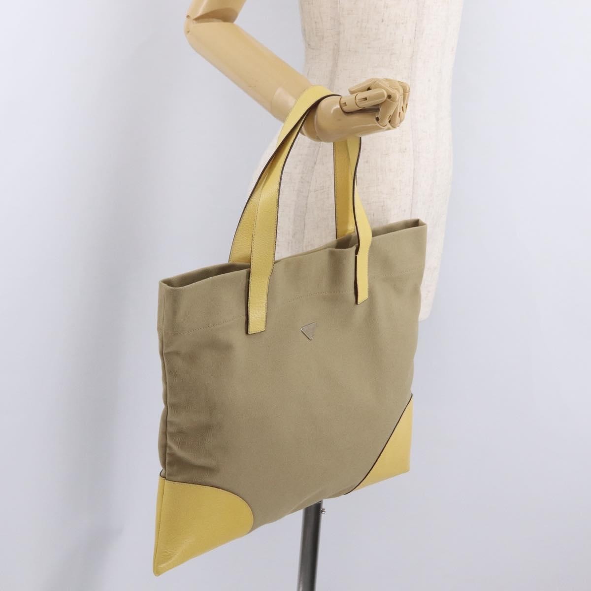 Prada Lux Convertible Open Tote Canvas and leather, Beige, Canvas, Tote Bag