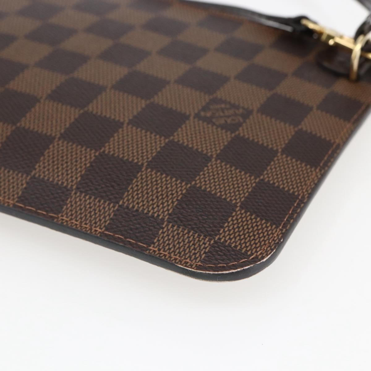 Louis Vuitton Neverfull Pochette Damier Ebene, Brown, Canvas, Clutch