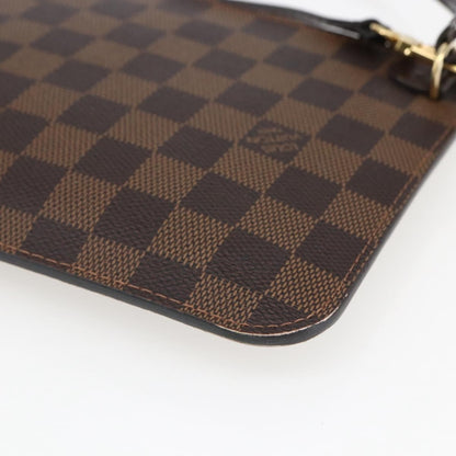 Louis Vuitton Neverfull Pochette Damier Ebene, Brown, Canvas, Clutch