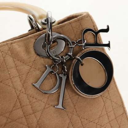 Christian Dior Cannage Handbag Canvas, BEIGE, COTTON, Handbag