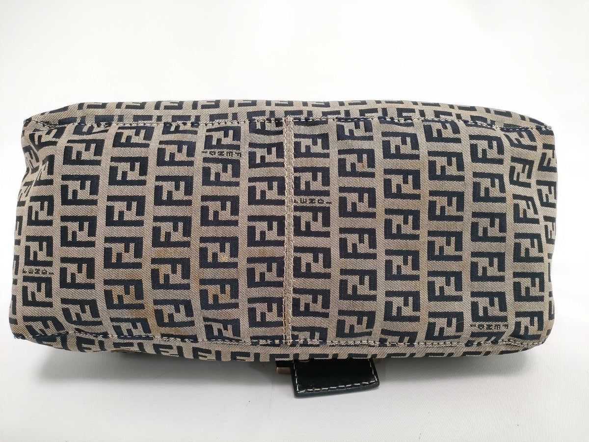 Fendi Zucchino Mamma Baguette Canvas, Beige, Canvas, Shoulder Bag