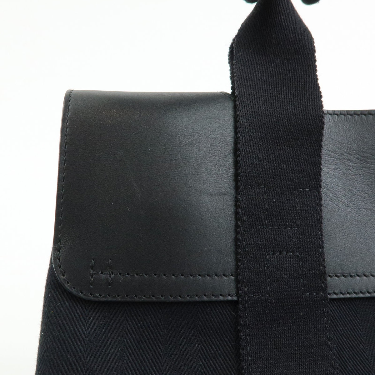 Hermes Valparaiso Toile and Leather, Black, Canvas, Handbag