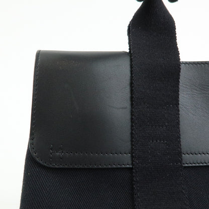 Hermes Valparaiso Toile and Leather, Black, Canvas, Handbag