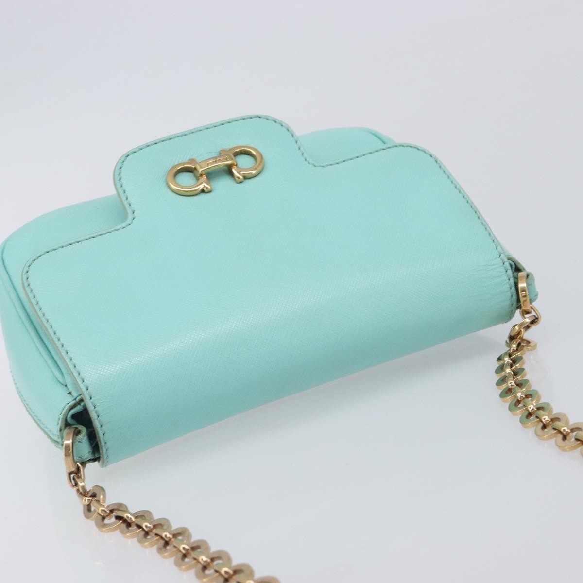Salvatore Ferragamo Rory Chain Saffiano Leather, Blue, Leather, Shoulder Bag
