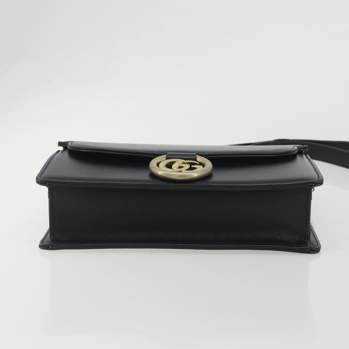Gucci GG Ring Leather, Black, Leather, Shoulder Bag