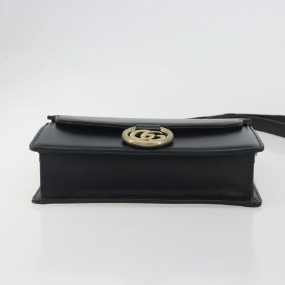 Gucci GG Ring Leather, Black, Leather, Shoulder Bag