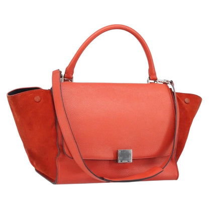 Celine Trapeze Leather with Suede, Orange, Leather, Handbag