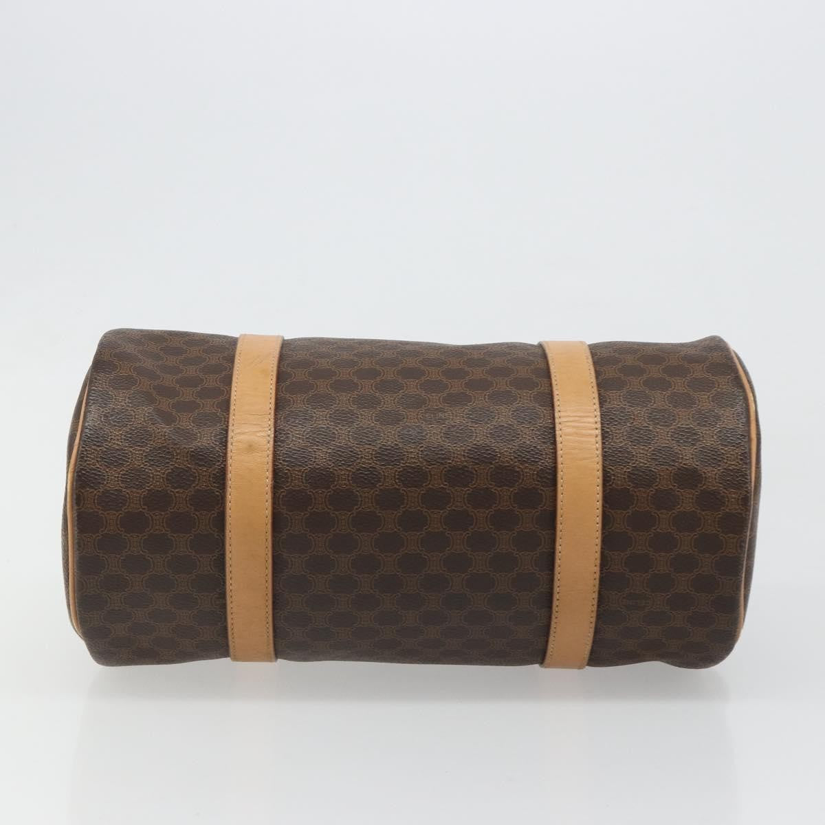 Celine Vintage Barrel Macadam Canvas & Leather, Brown, PVC, Handbag