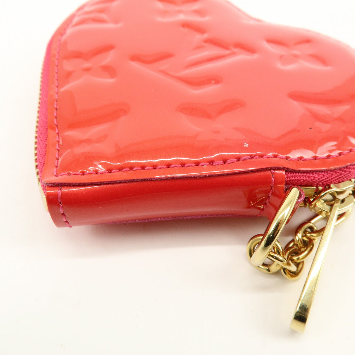 Louis Vuitton Heart Coin Purse Monogram Vernis, Pink, Patent Leather, Clutch