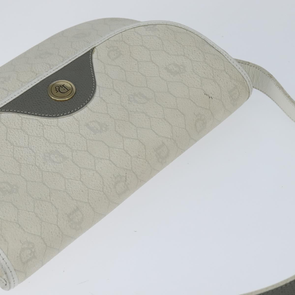 Christian Dior Vintage Honeycomb Flap Coated Canvas, White, Canvas, Wallet