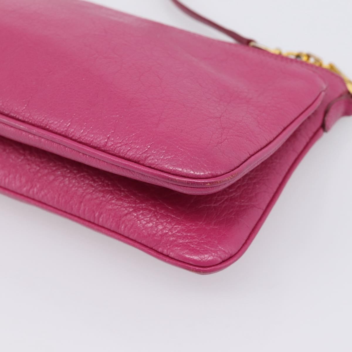 Miu Miu Madras Double Zip Leather, Pink, Leather, Crossbody Bag