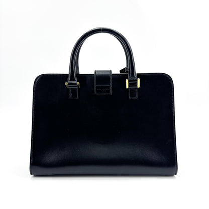 Saint Laurent Monogram Cabas Leather, Black, Leather, Tote Bag