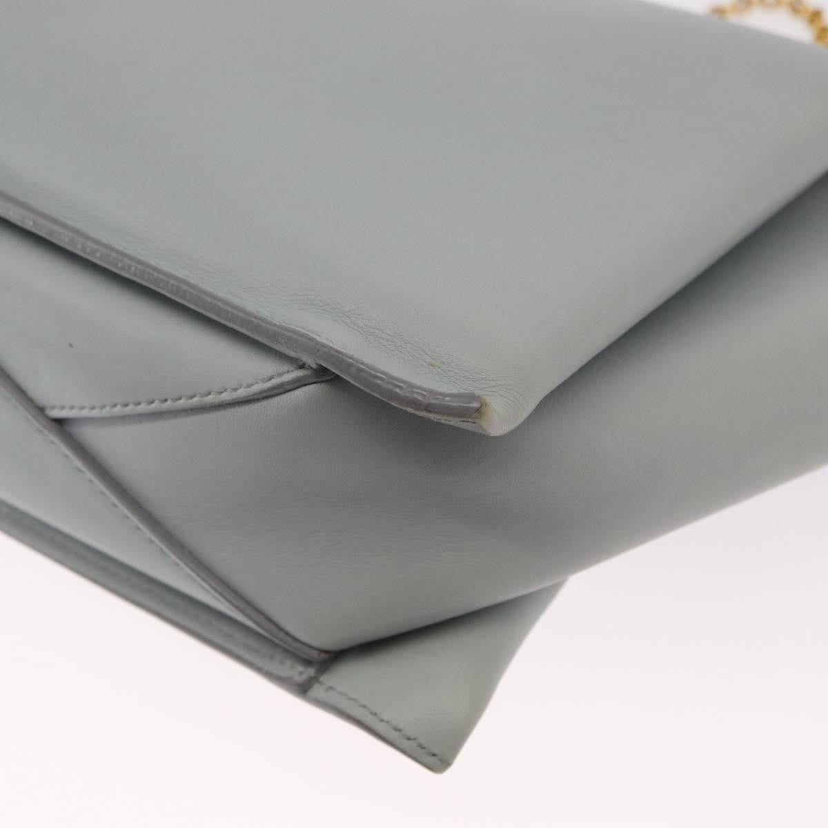 Celine Tri-Fold Clutch on Chain Smooth Leather, Gray, Leather, Clutch