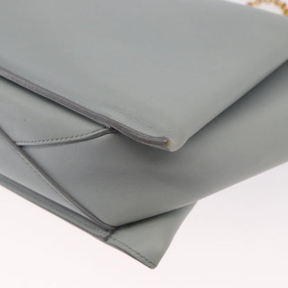 Celine Tri-Fold Clutch on Chain Smooth Leather, Gray, Leather, Clutch