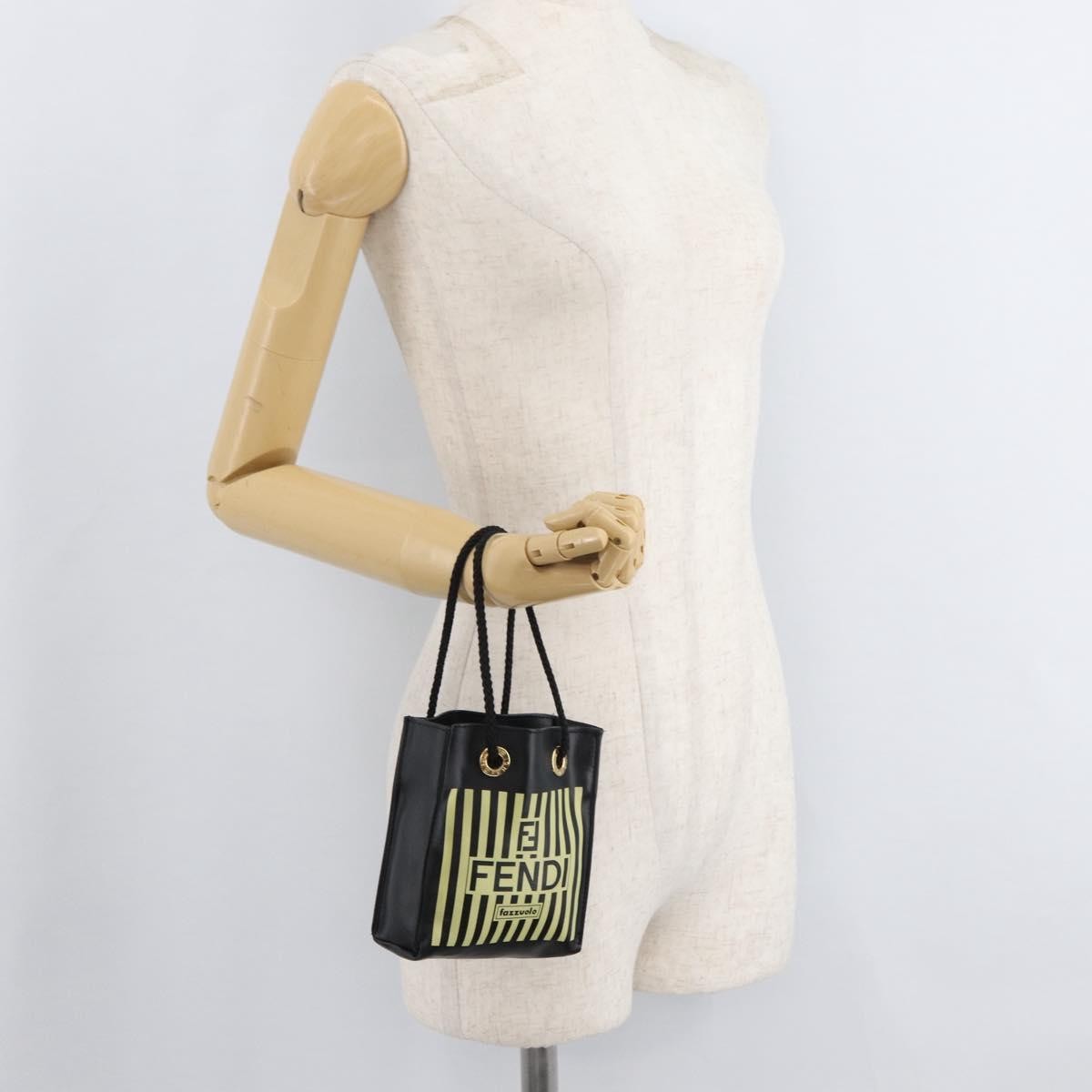 Fendi Fazzuolo Leather, Black, Polyester, Tote Bag